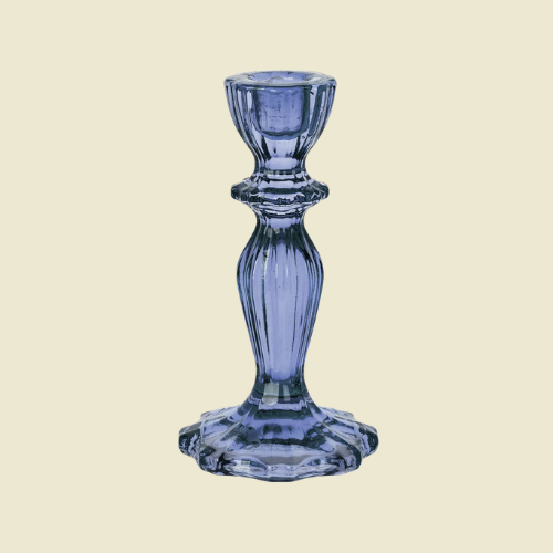 Glass Candle Holders - Navy (Set of 2)